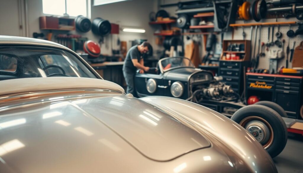 proses restorasi mobil retro